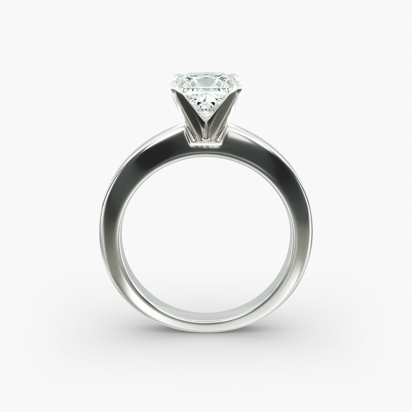 Flat Edge Solitaire Engagement Ring In Platinum