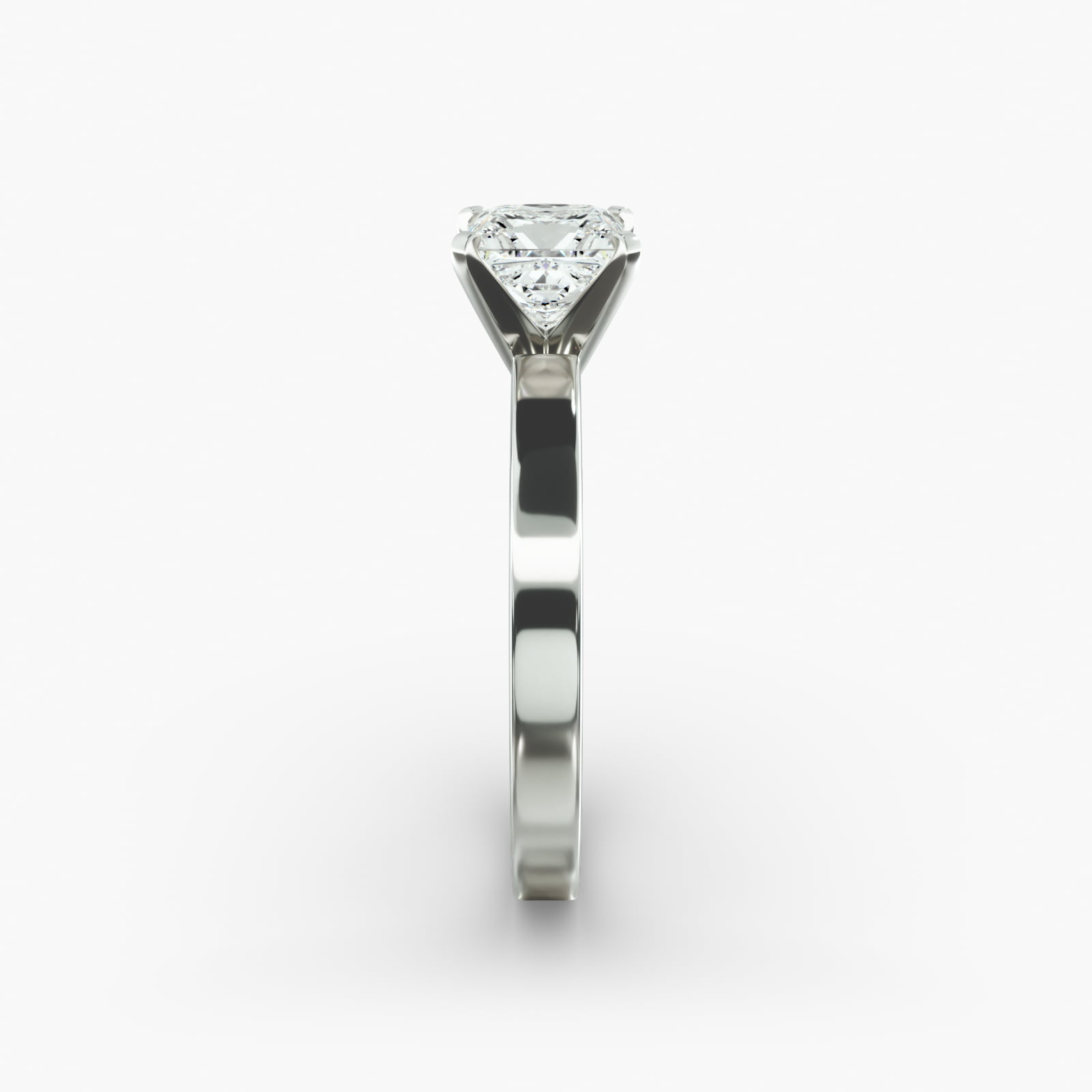 Flat Edge Solitaire Engagement Ring In Platinum