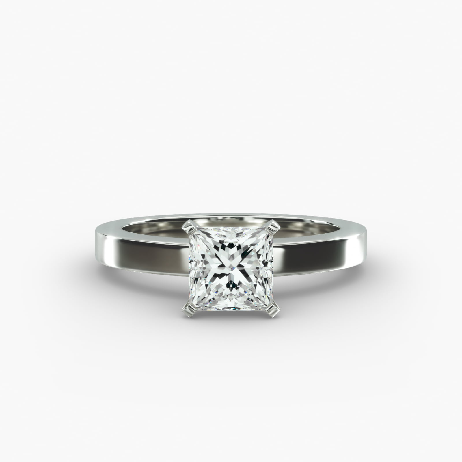 Flat Edge Solitaire Engagement Ring In Platinum