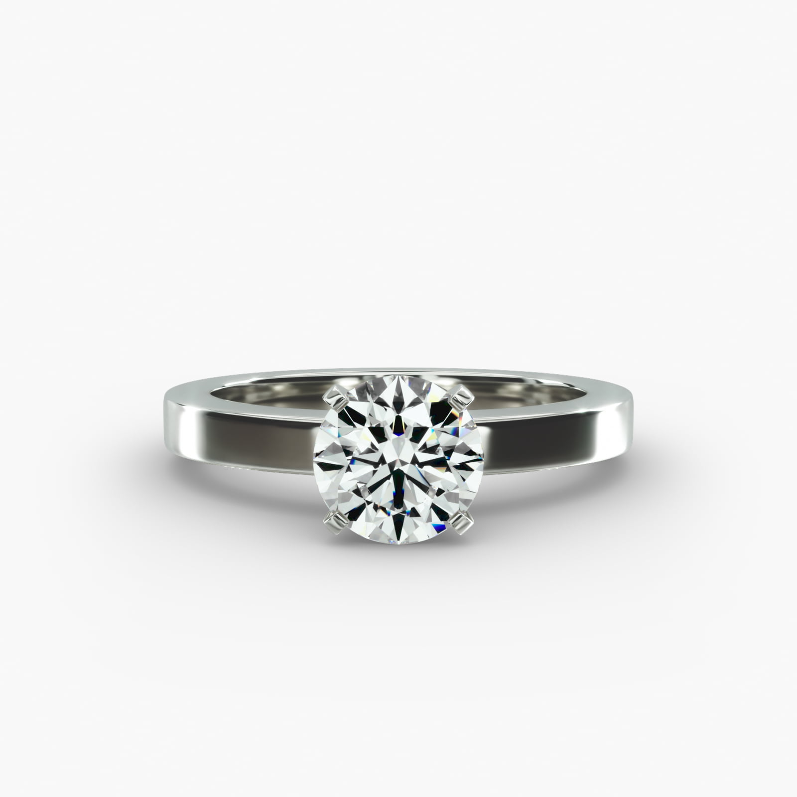 Flat Edge Solitaire Engagement Ring In Platinum