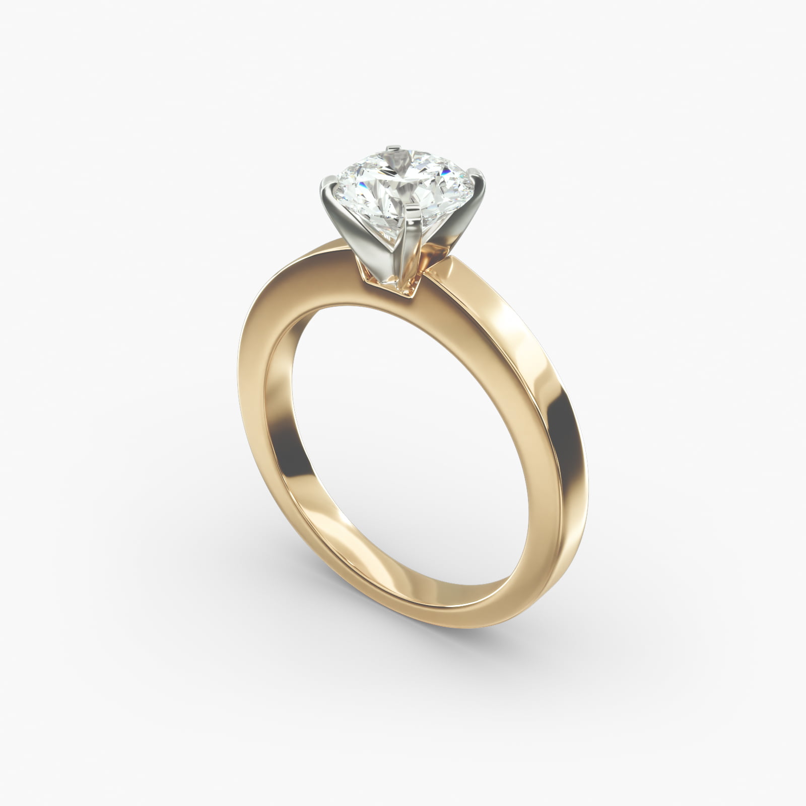 Flat Edge Solitaire Engagement Ring In 18K Yellow Gold-11193y