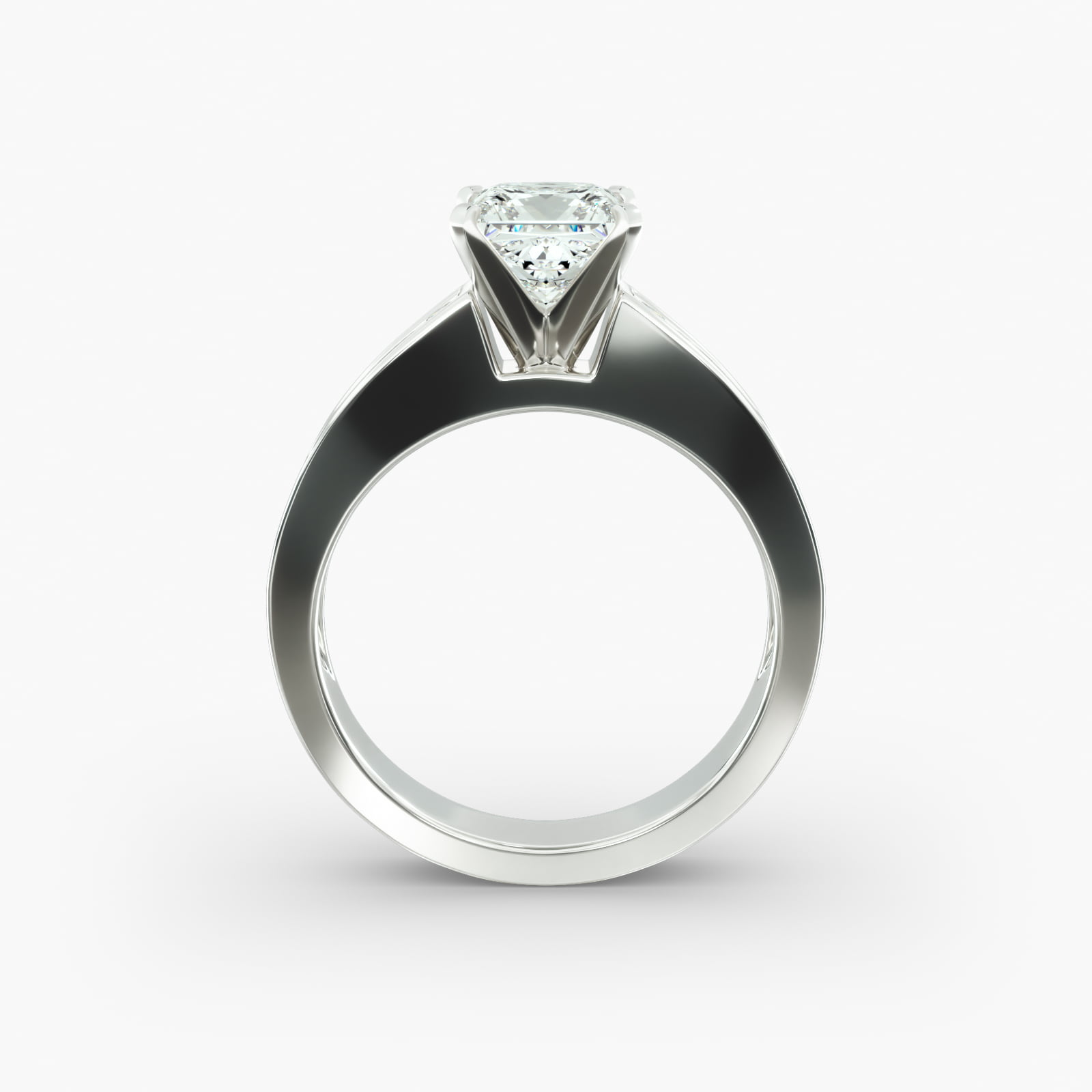 Platinum Channel Set Princess Shaped Engagement Ring