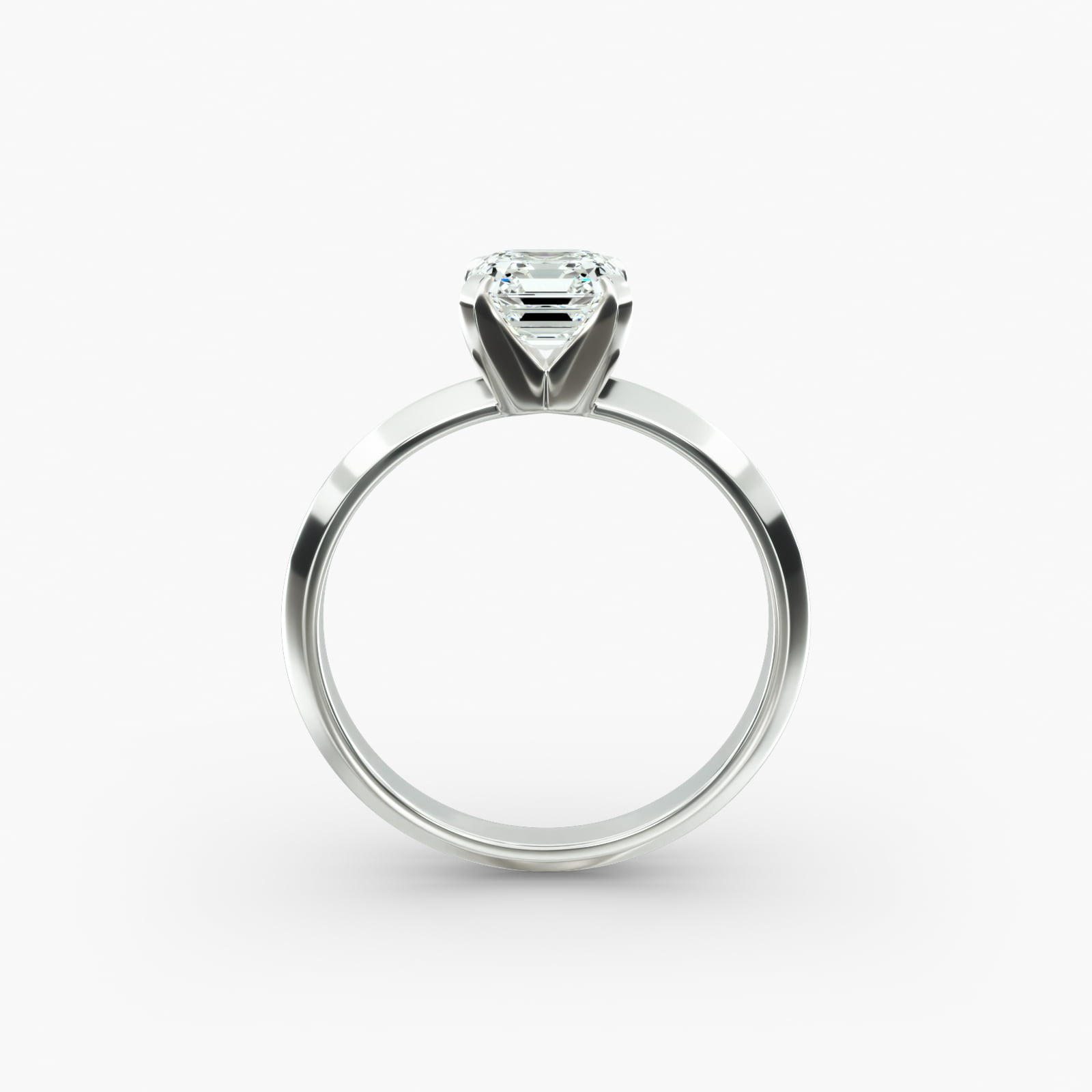 Knife Edge Solitaire Engagement Ring In 14K White Gold