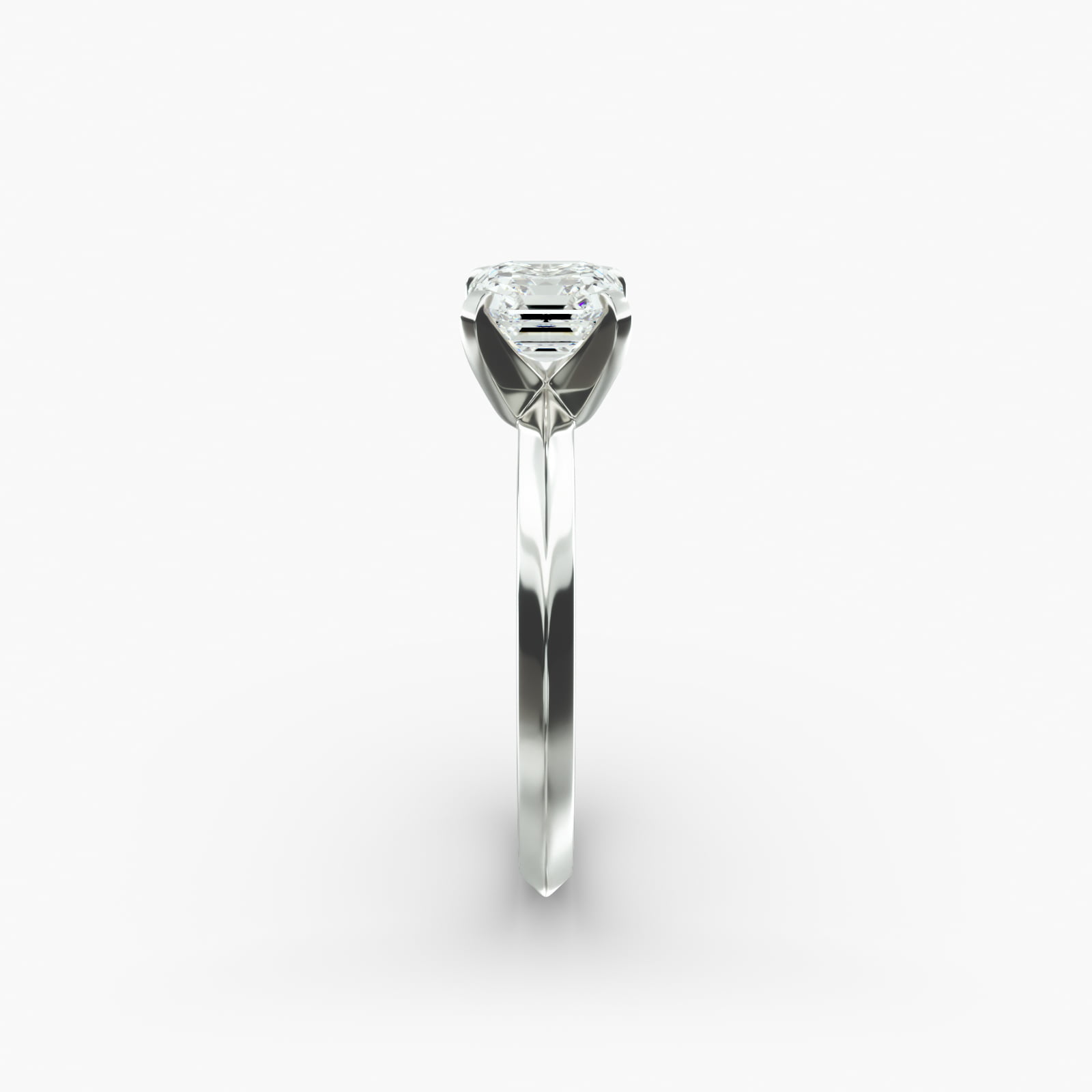 Knife Edge Solitaire Engagement Ring In 14K White Gold
