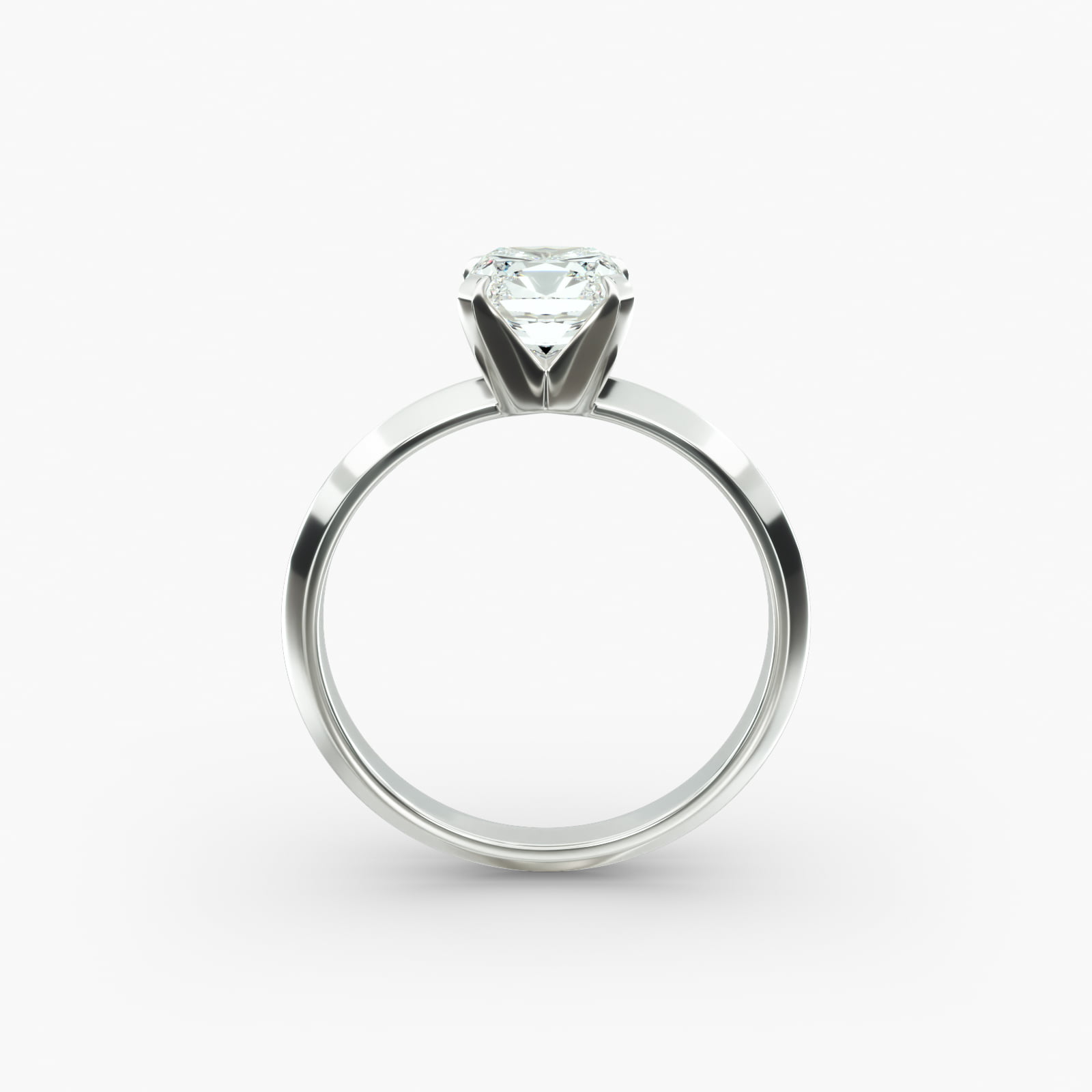 Knife Edge Solitaire Engagement Ring In 14K White Gold