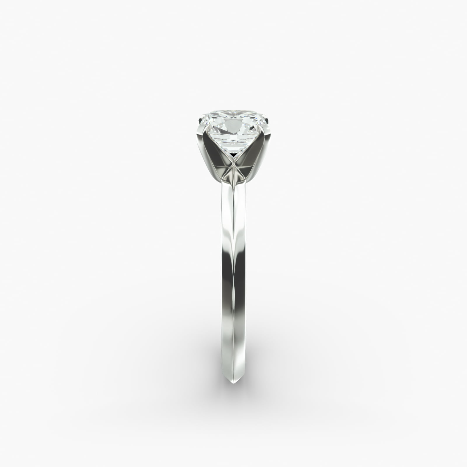 Knife Edge Solitaire Engagement Ring In 14K White Gold