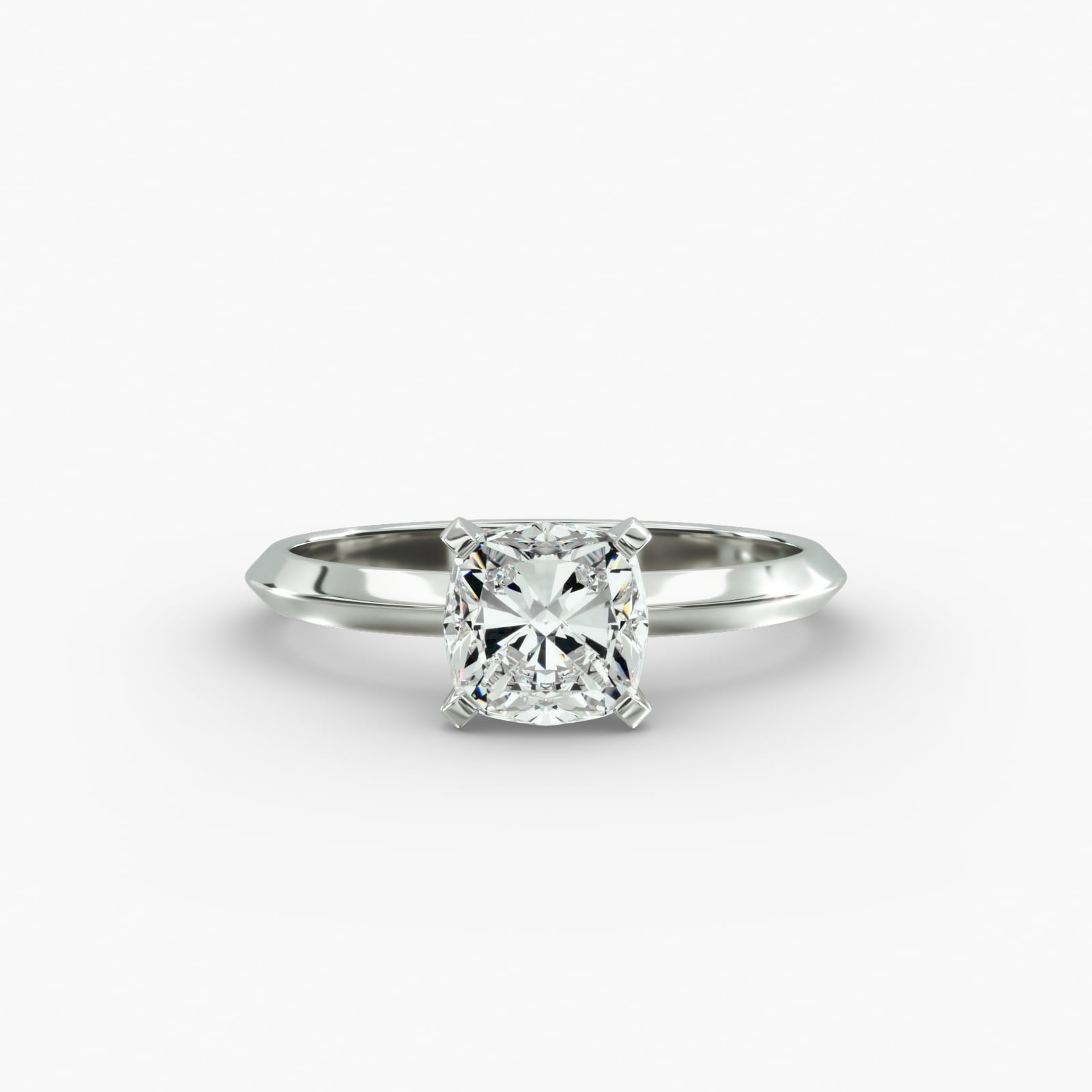 Knife Edge Solitaire Engagement Ring In 14K White Gold