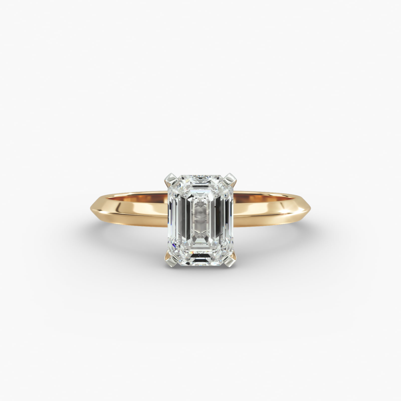 Knife Edge Solitaire Engagement Ring In 18K Yellow Gold