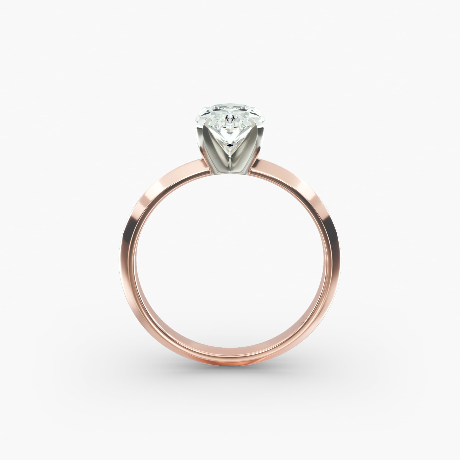 Knife Edge Solitaire Engagement Ring In 14K Rose Gold