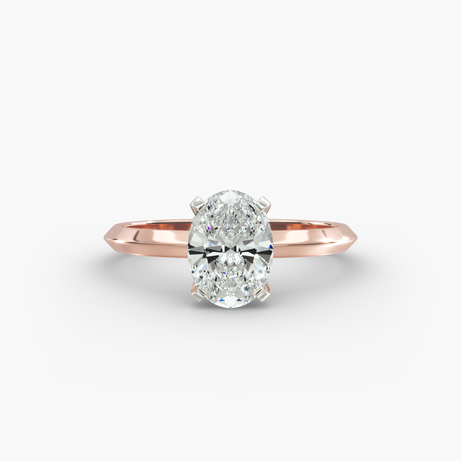 Knife Edge Solitaire Engagement Ring In 14K Rose Gold