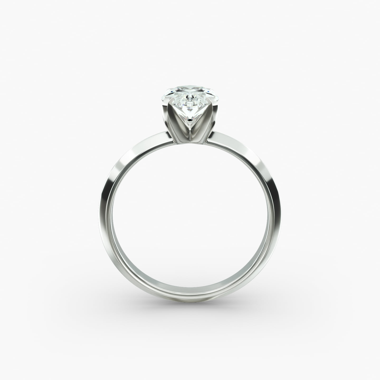 Knife Edge Solitaire Engagement Ring In 14K White Gold