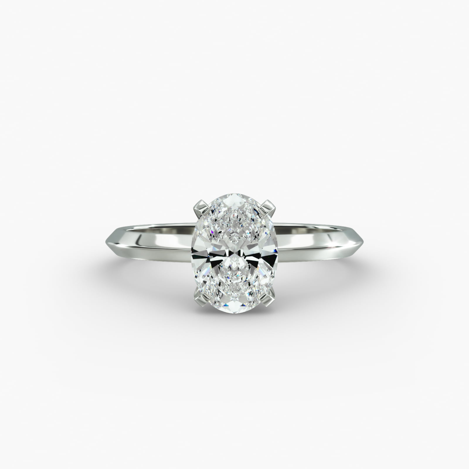 Knife Edge Solitaire Engagement Ring In 14K White Gold