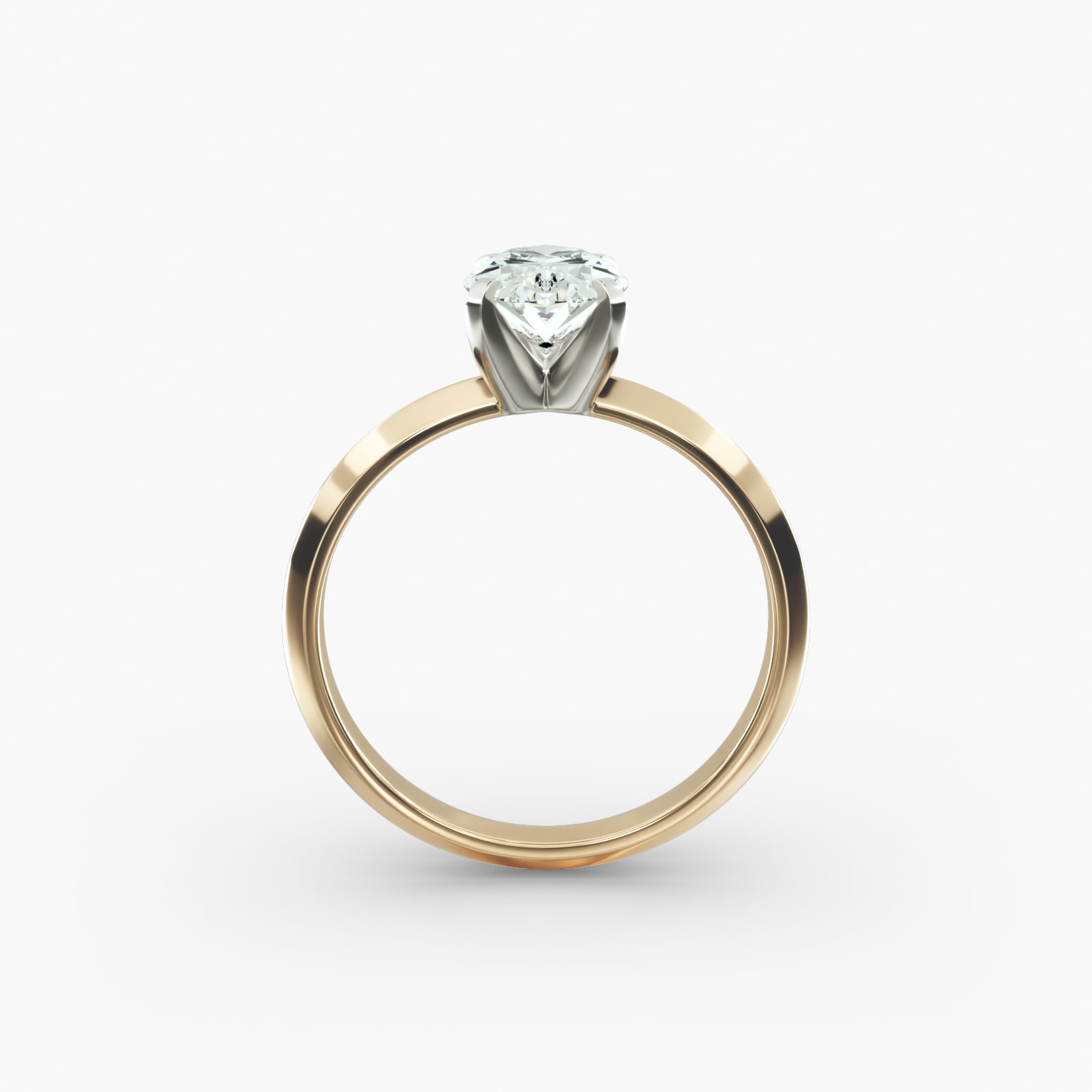 Knife Edge Solitaire Engagement Ring In 18K Yellow Gold