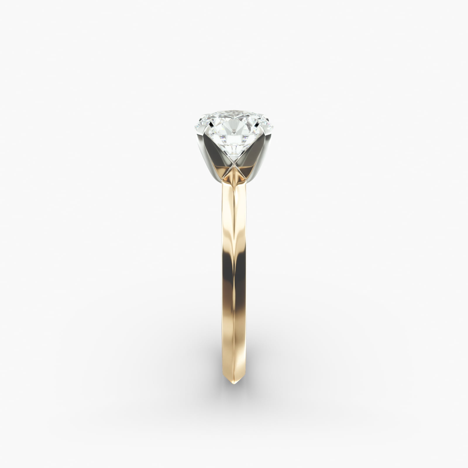 Knife Edge Solitaire Engagement Ring In 14K Yellow Gold