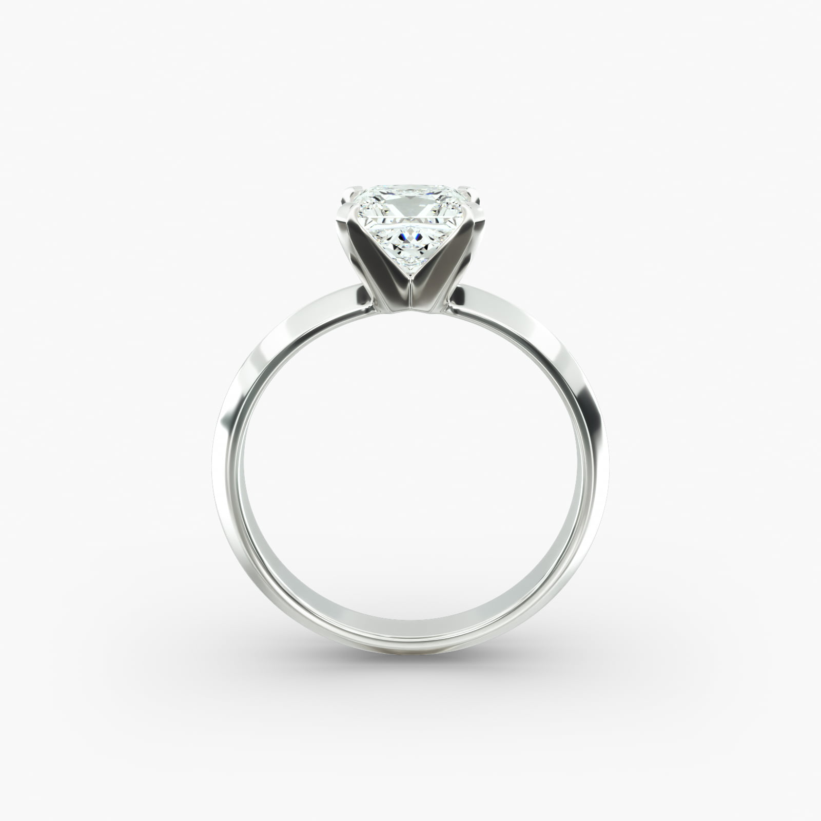 Knife Edge Solitaire Engagement Ring In 14K White Gold