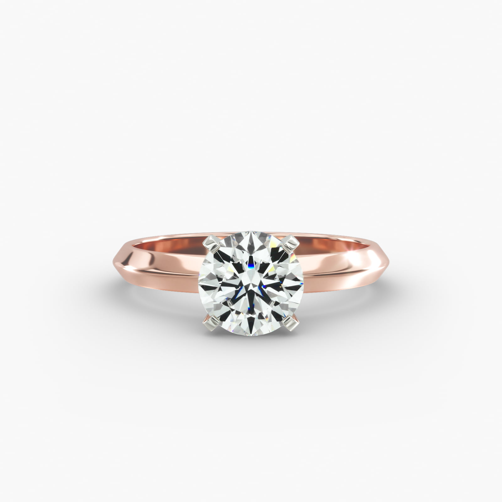Knife Edge Solitaire Engagement Ring In 14K Rose Gold