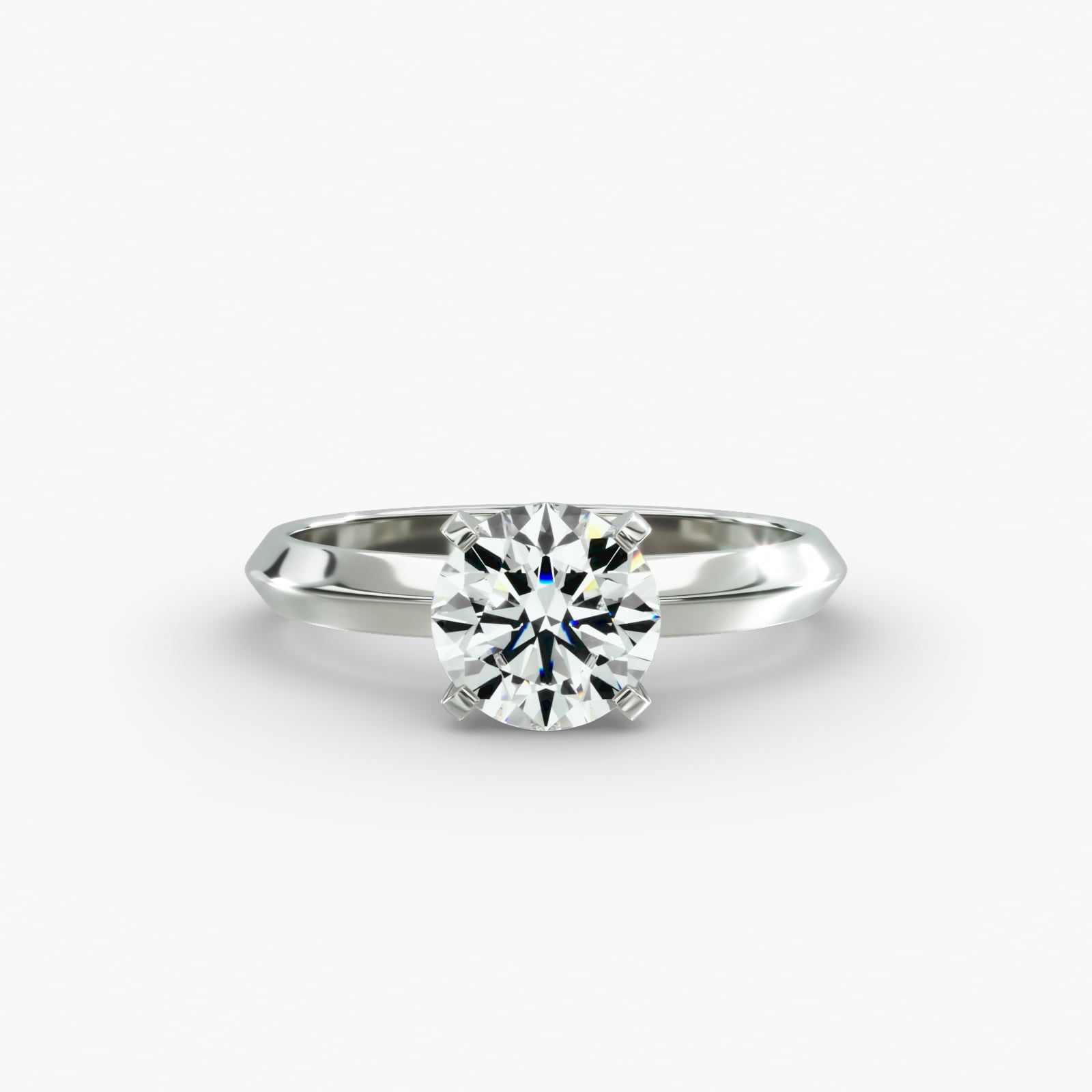 Knife Edge Solitaire Engagement Ring In 14K White Gold