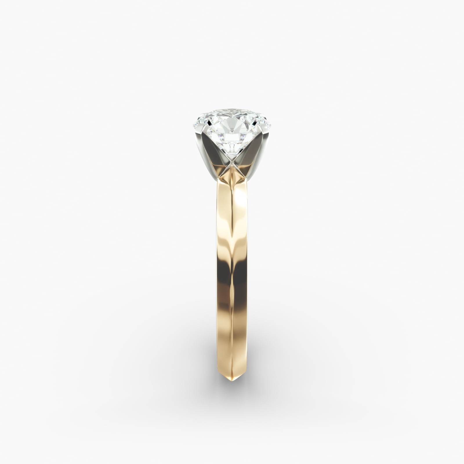 Knife Edge Solitaire Engagement Ring In 18K Yellow Gold