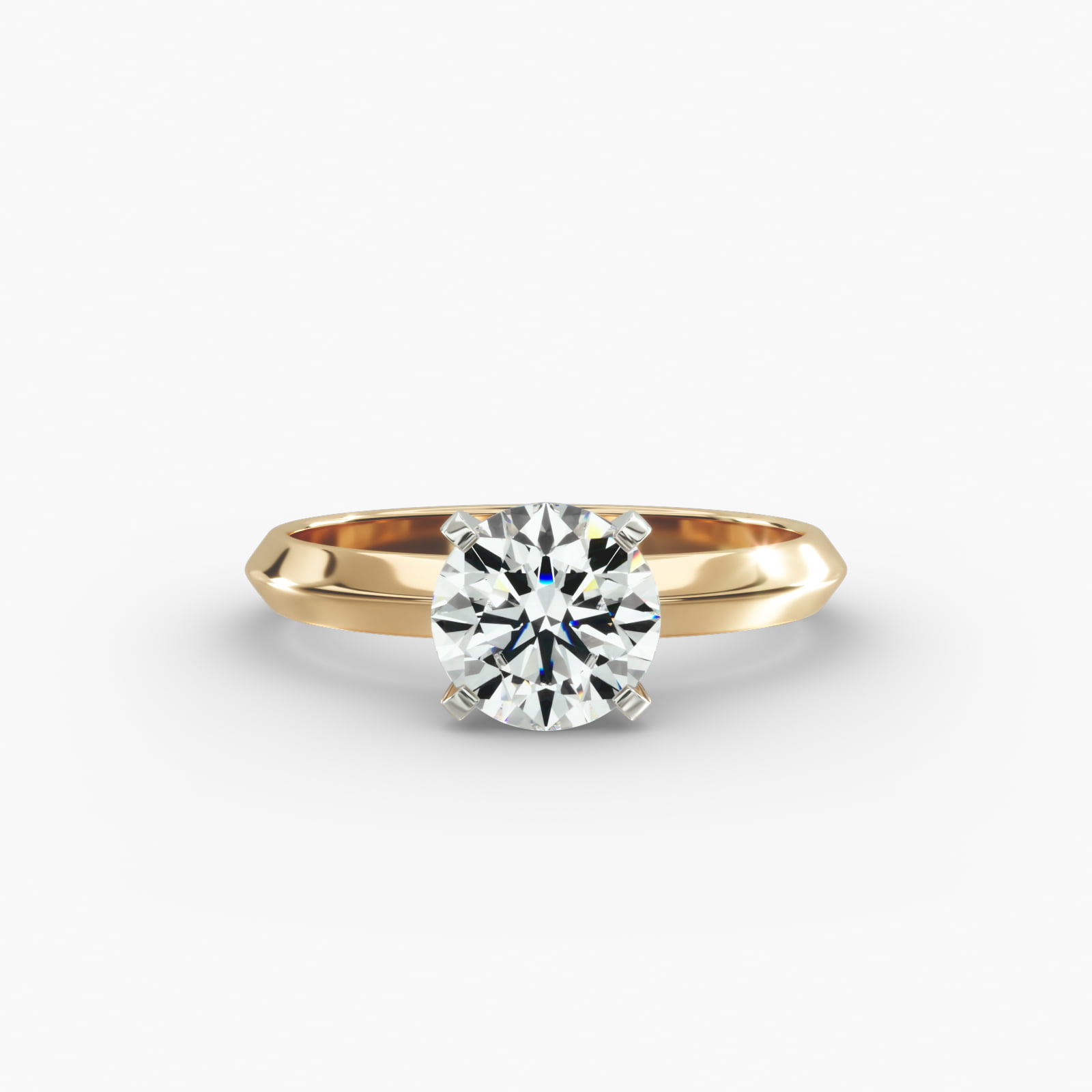 Knife Edge Solitaire Engagement Ring In 18K Yellow Gold