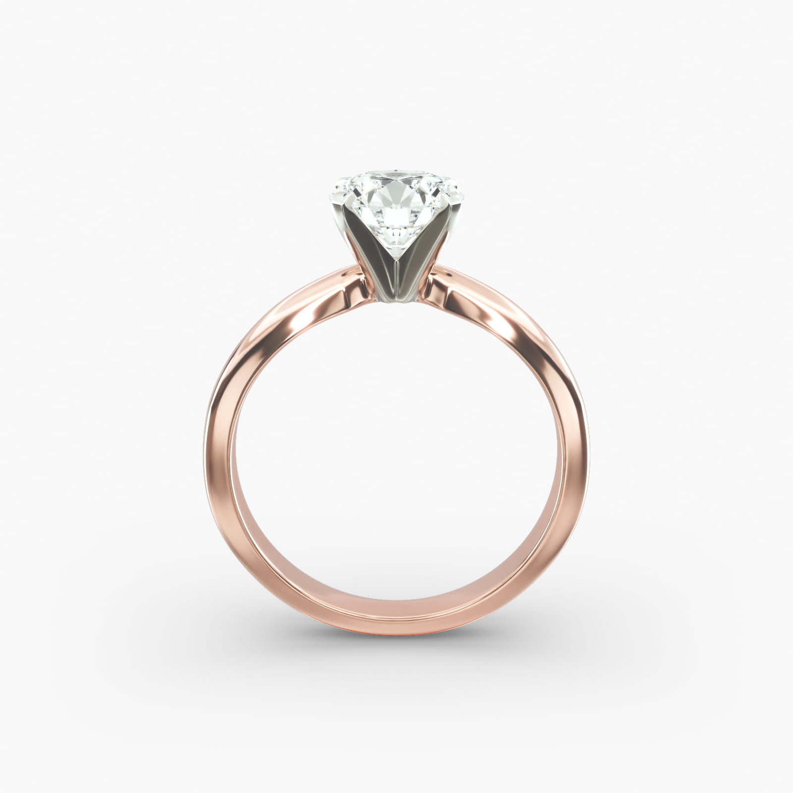 Comfort Fit Solitaire Engagement Ring In 14K Rose Gold
