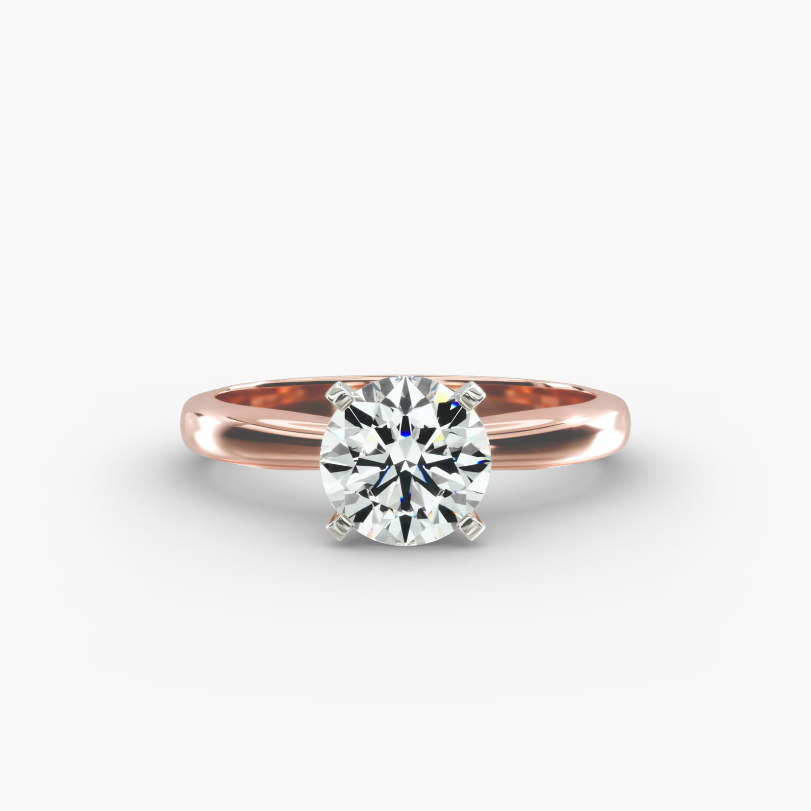 Comfort Fit Solitaire Engagement Ring In 14K Rose Gold