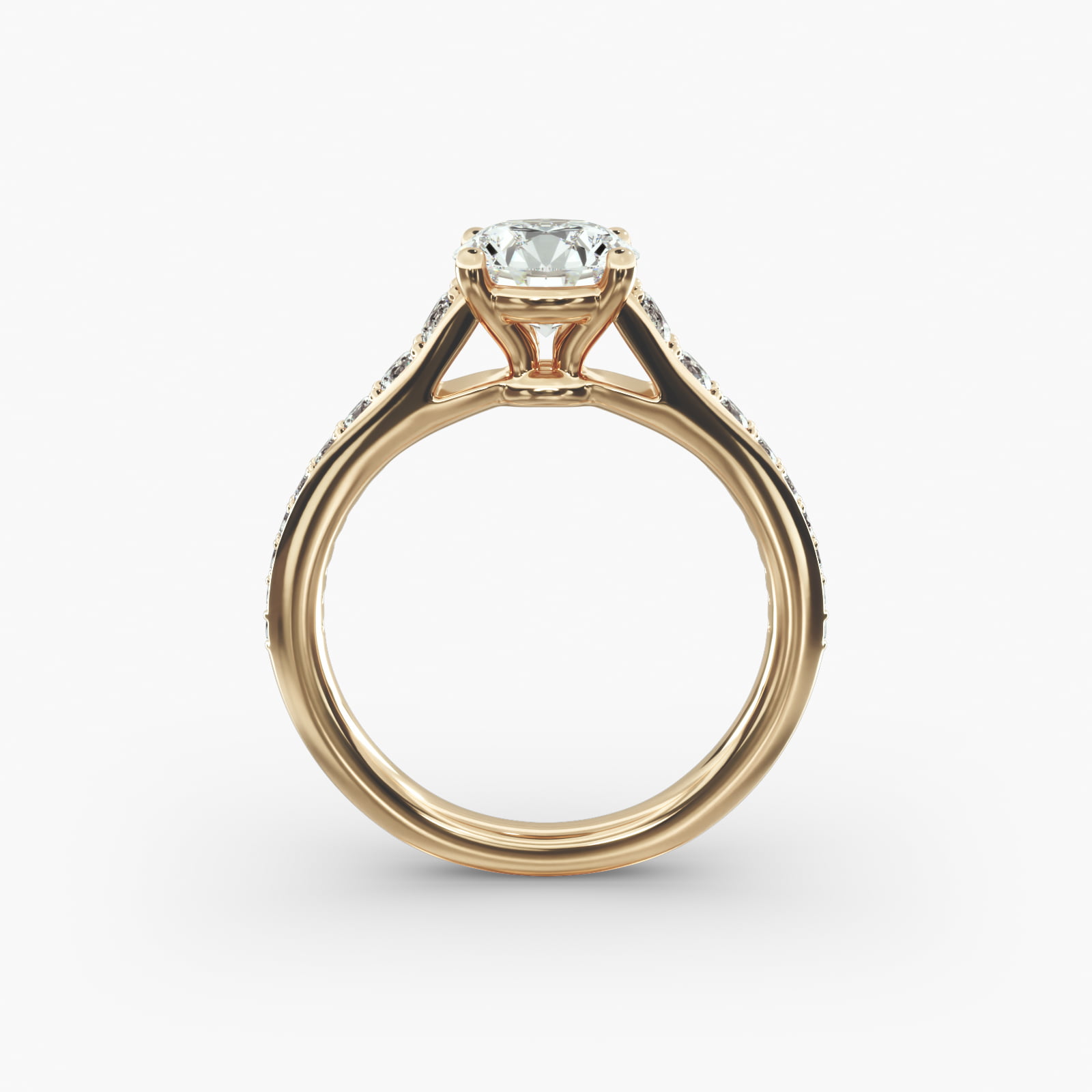 Inspired Diamond Pavé Engagement Ring In 14K Yellow Gold