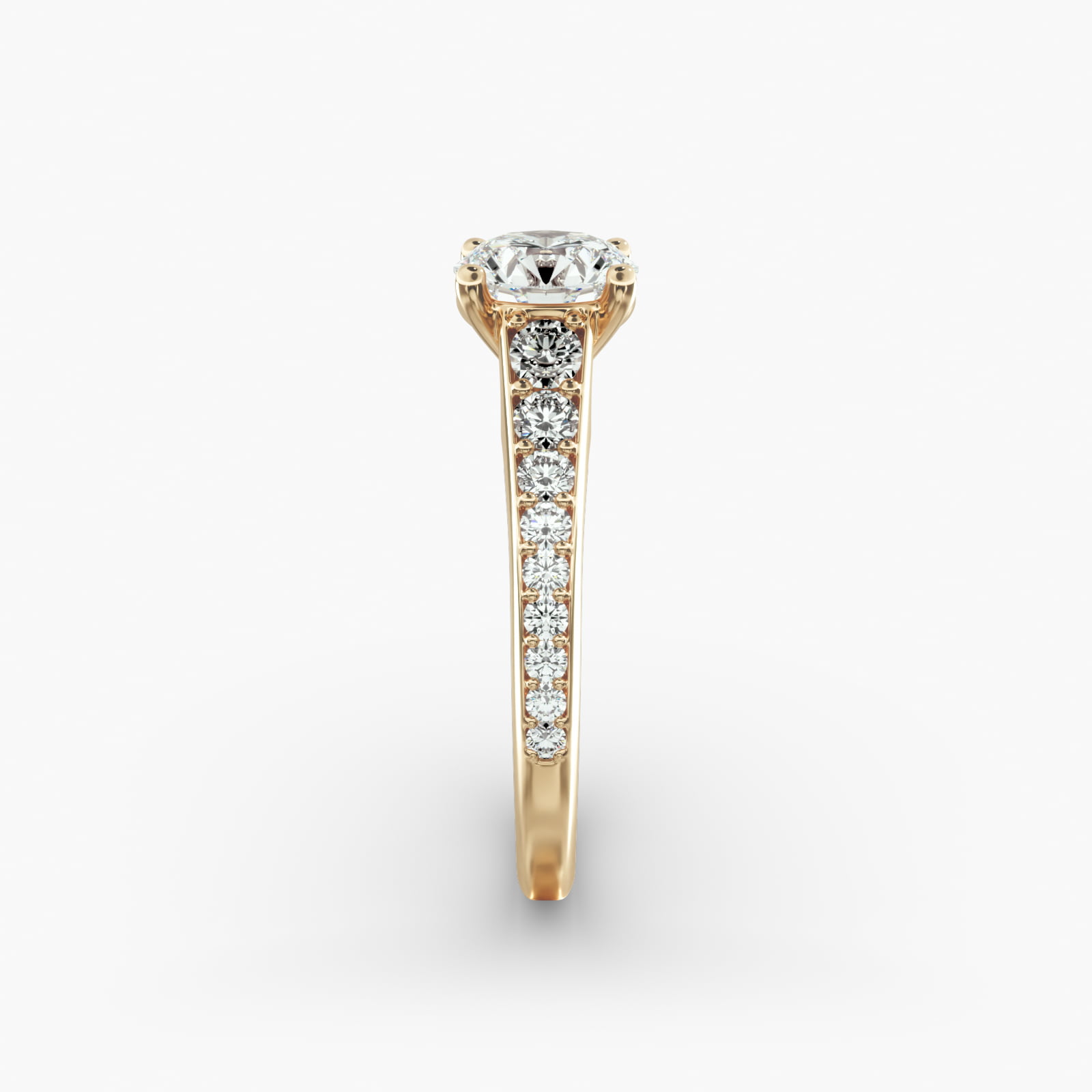 Inspired Diamond Pavé Engagement Ring In 14K Yellow Gold