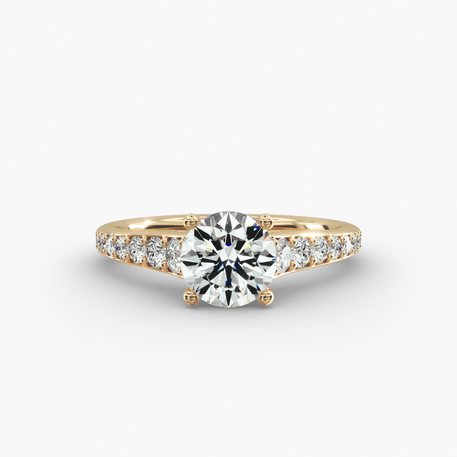 Inspired Diamond Pavé Engagement Ring In 14K Yellow Gold
