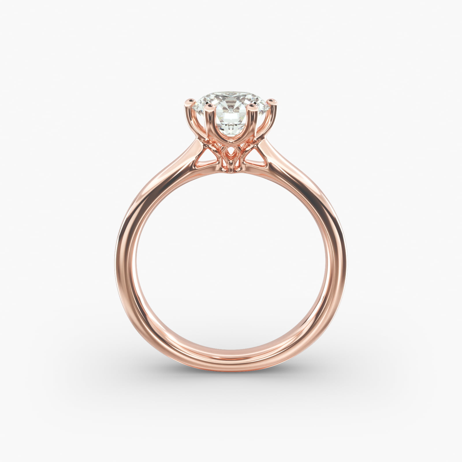 Solitaire Engagement Ring With Intricate Basket In 14K Rose Gold