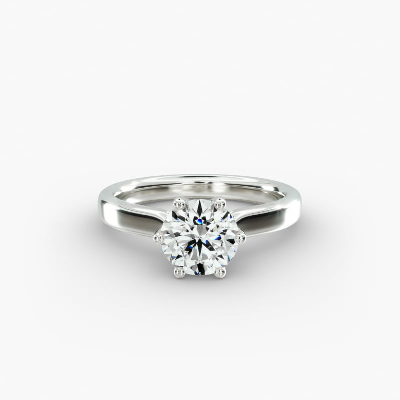 Solitaire Engagement Ring With Intricate Basket In 14K White Gold
