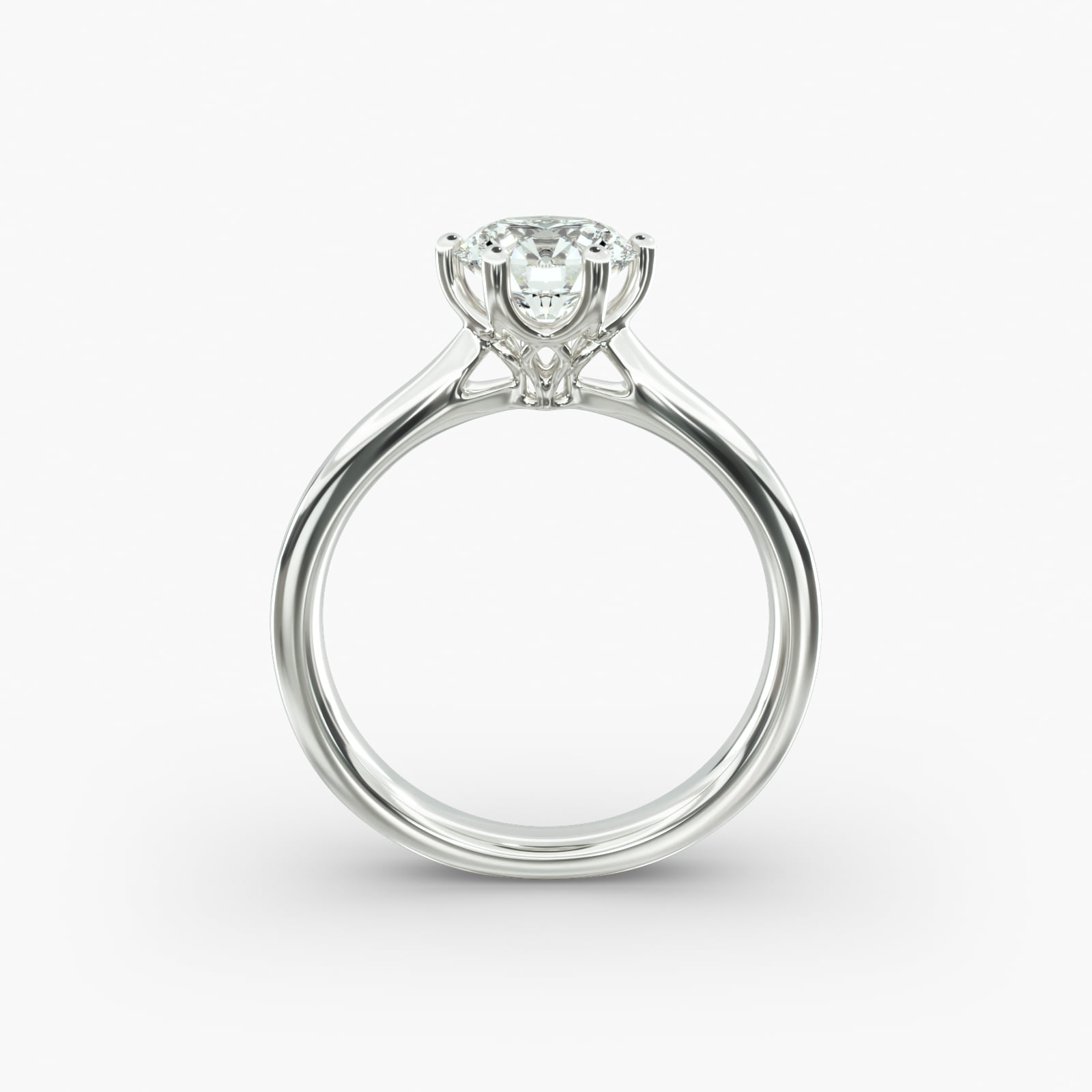 Solitaire Engagement Ring With Intricate Basket In 14K White Gold