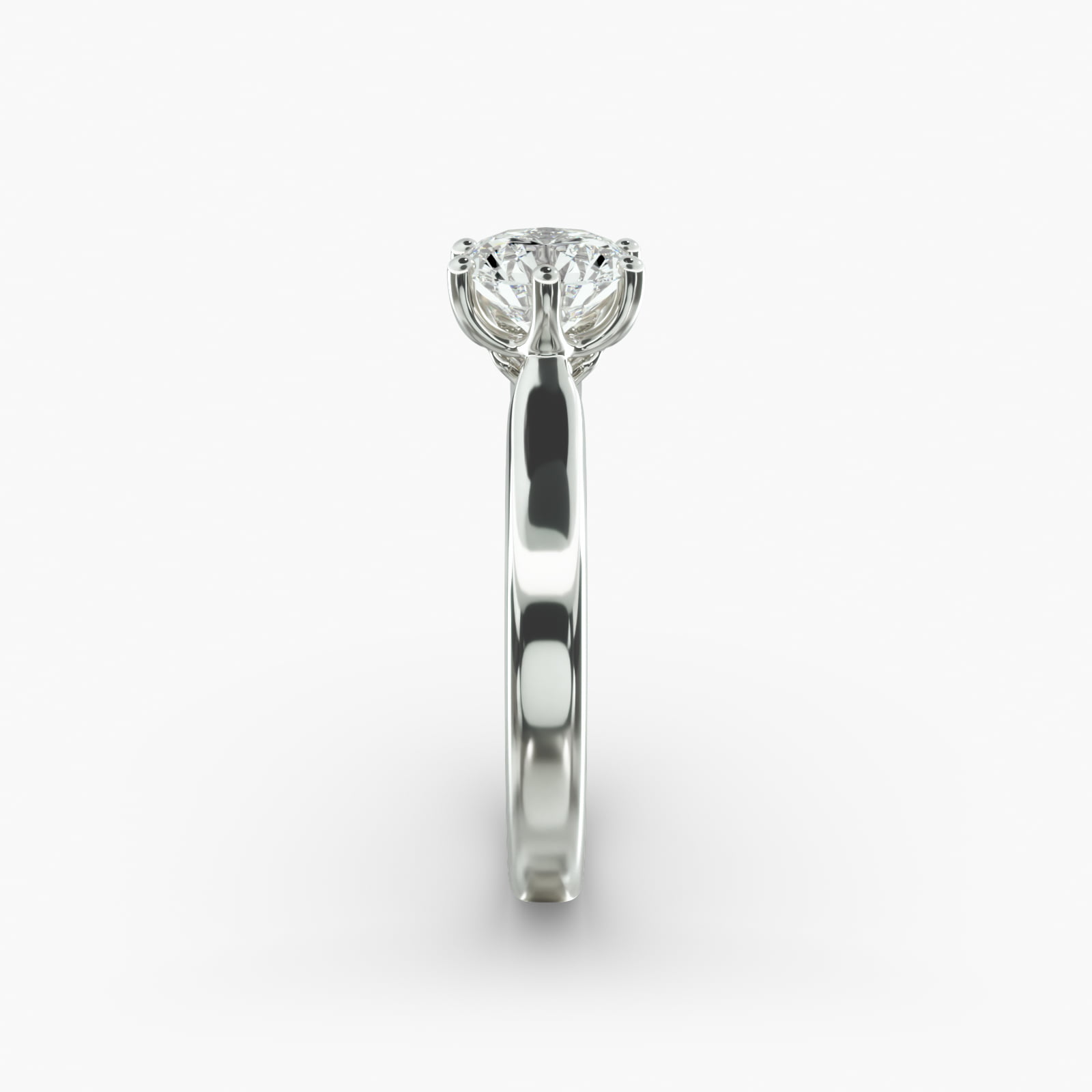 Solitaire Engagement Ring With Intricate Basket In 14K White Gold