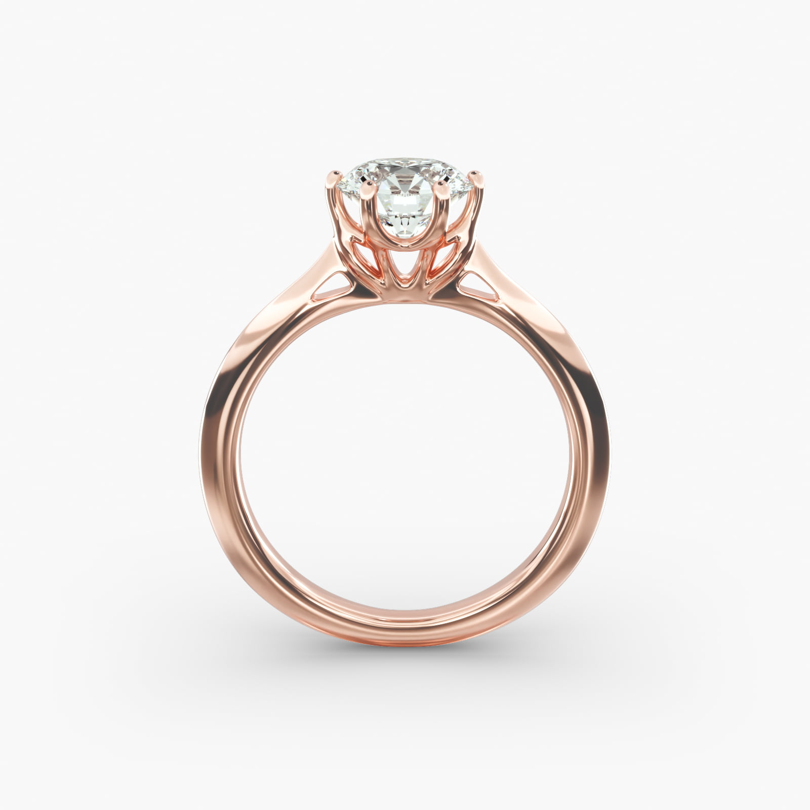 Knife Edge Solitaire Engagement Ring With Intricate Basket In 14K Rose Gold