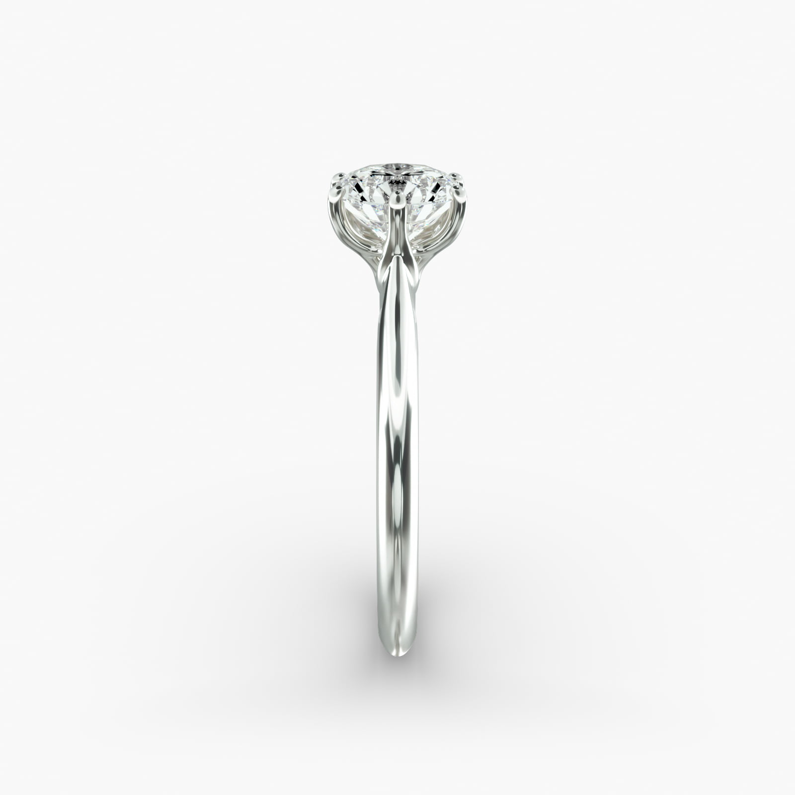Knife Edge Solitaire Engagement Ring With Intricate Basket In 14K White Gold