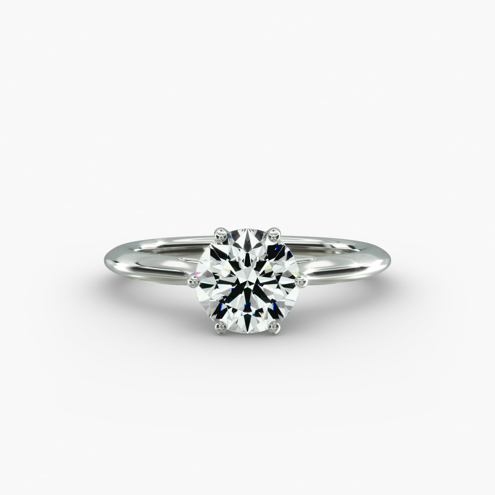 Knife Edge Solitaire Engagement Ring With Intricate Basket In 14K White Gold