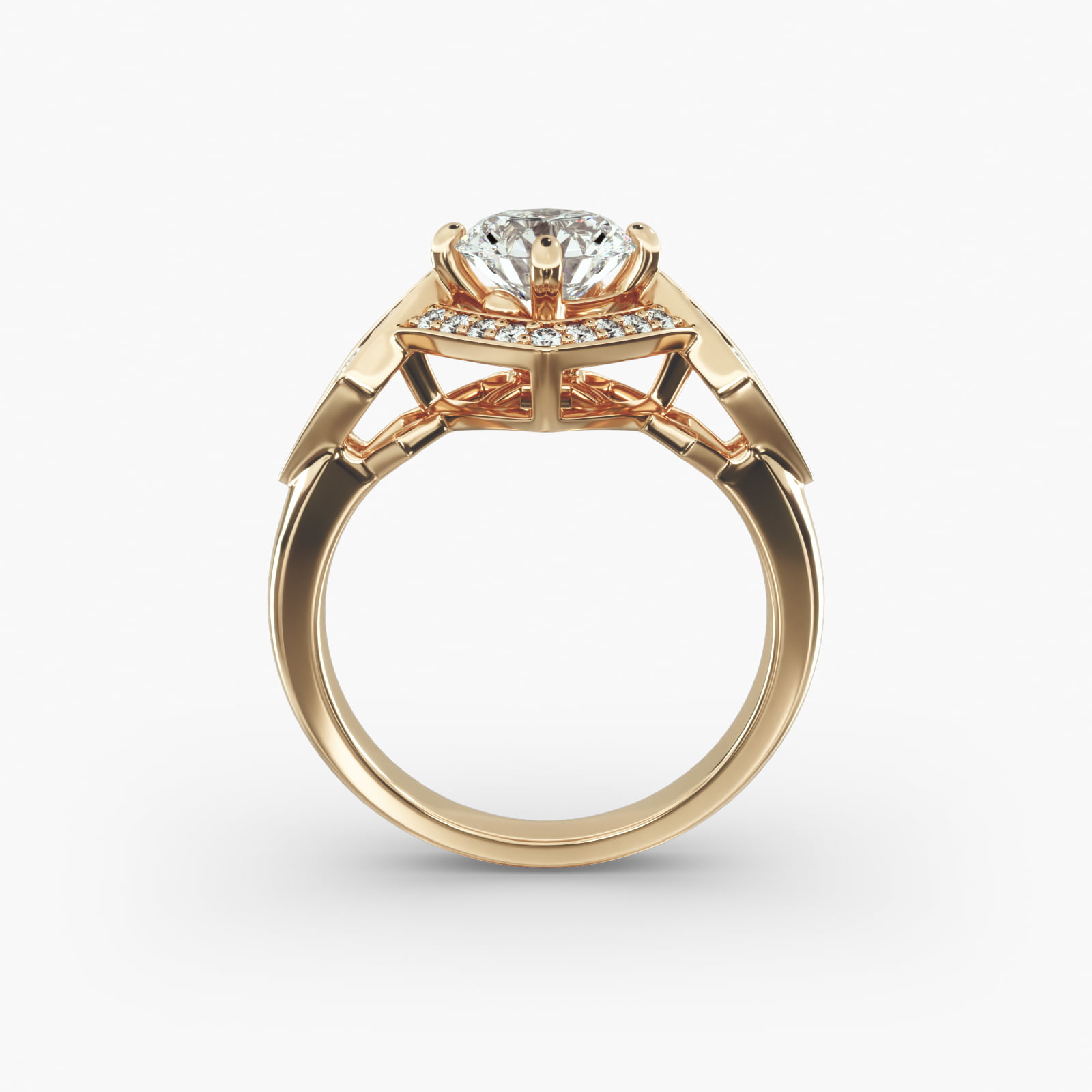 Art Deco Geometric Vintage-Style Engagement Ring In 18K Yellow Gold