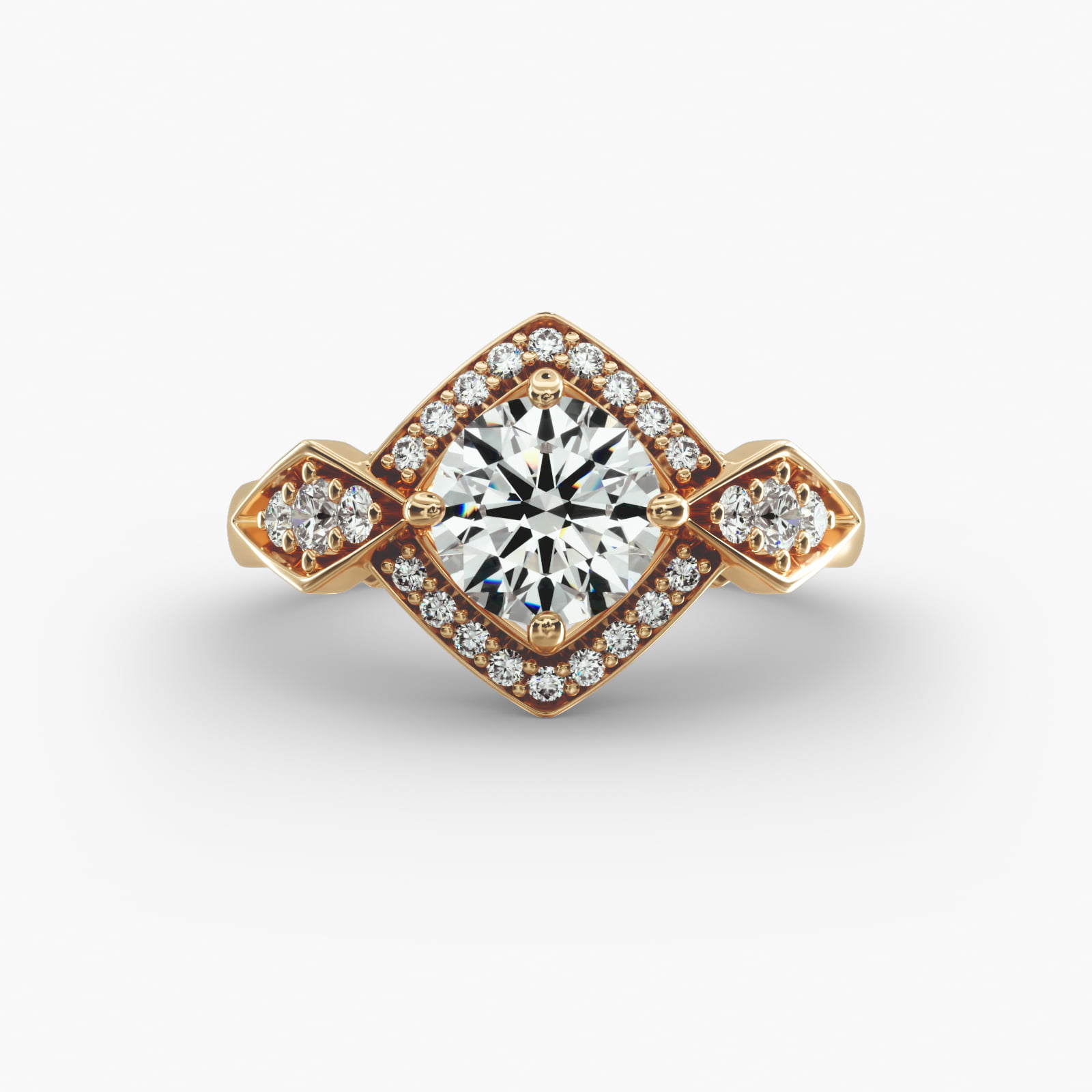 Art Deco Geometric Vintage-Style Engagement Ring In 18K Yellow Gold