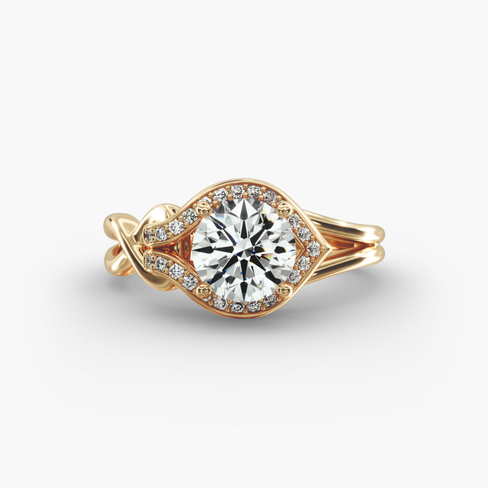 Asymmetrical Diamond Love Knot Vintage-Style Engagement Ring In 18K Yellow Gold