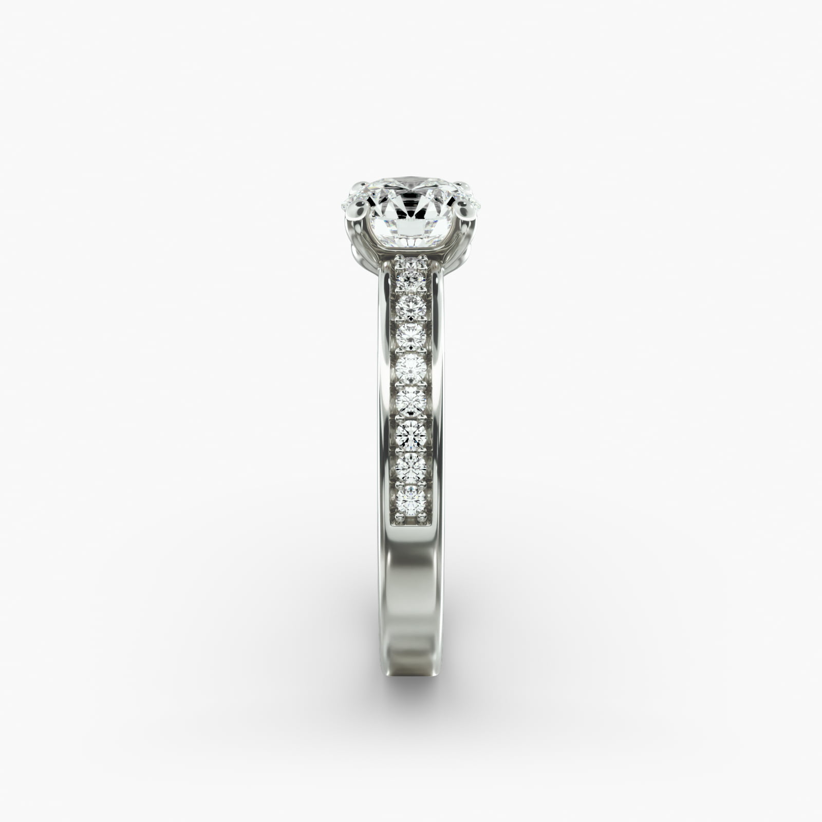 Arched Scroll Vintage-Style Engagement Ring In 14K White Gold