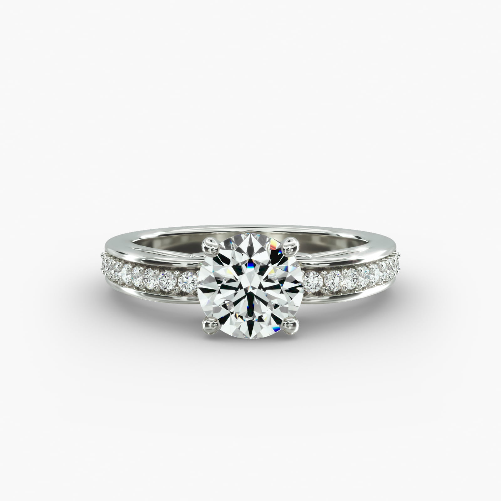 Arched Scroll Vintage-Style Engagement Ring In 14K White Gold