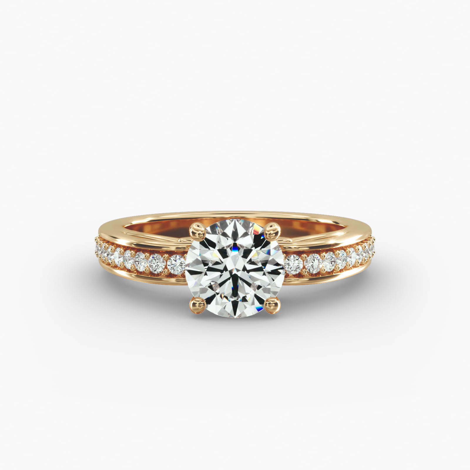 Arched Scroll Vintage-Style Engagement Ring In 14K Yellow Gold