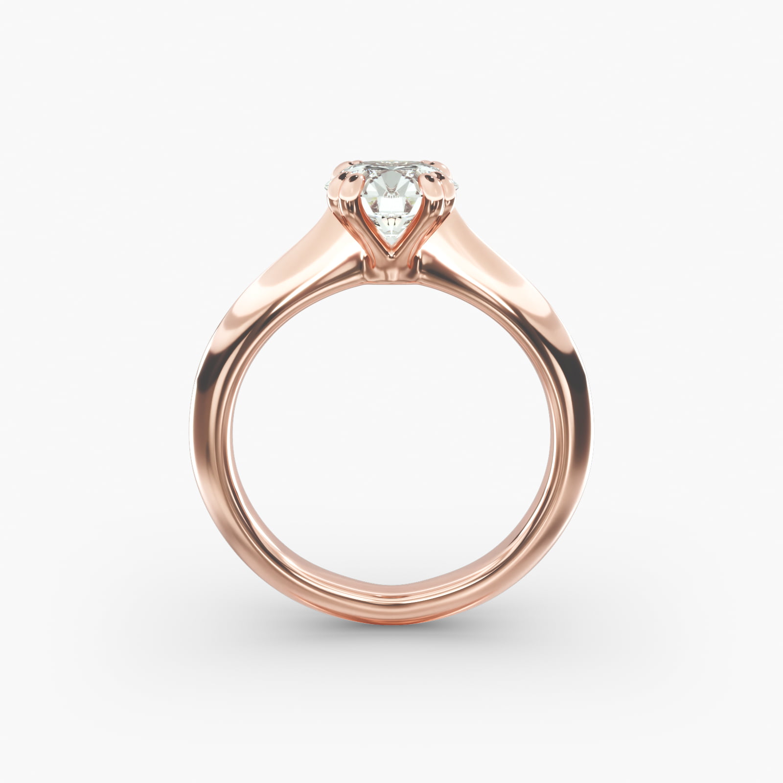 Double Prong Solitaire Engagement Ring In 14K Rose Gold
