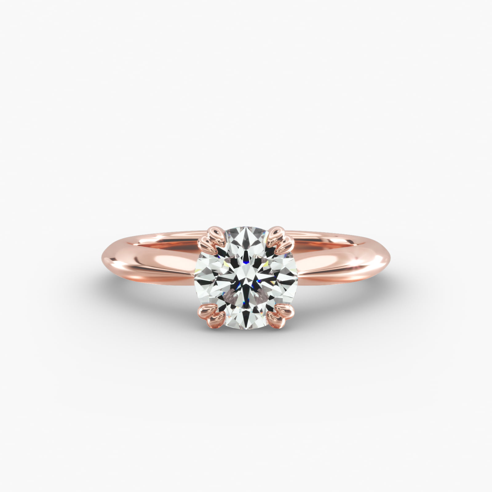 Double Prong Solitaire Engagement Ring In 14K Rose Gold