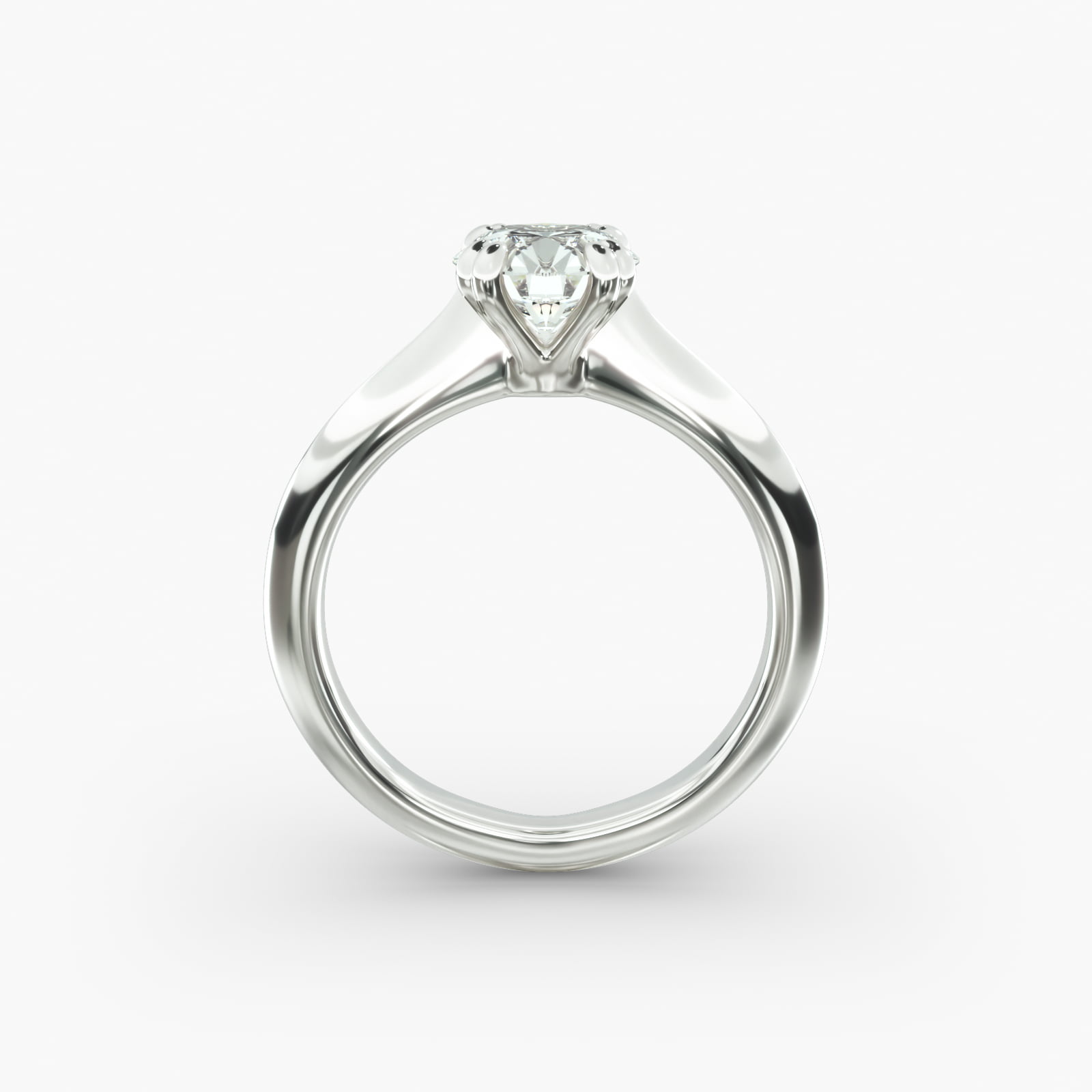 Double Prong Solitaire Engagement Ring In 14K White Gold