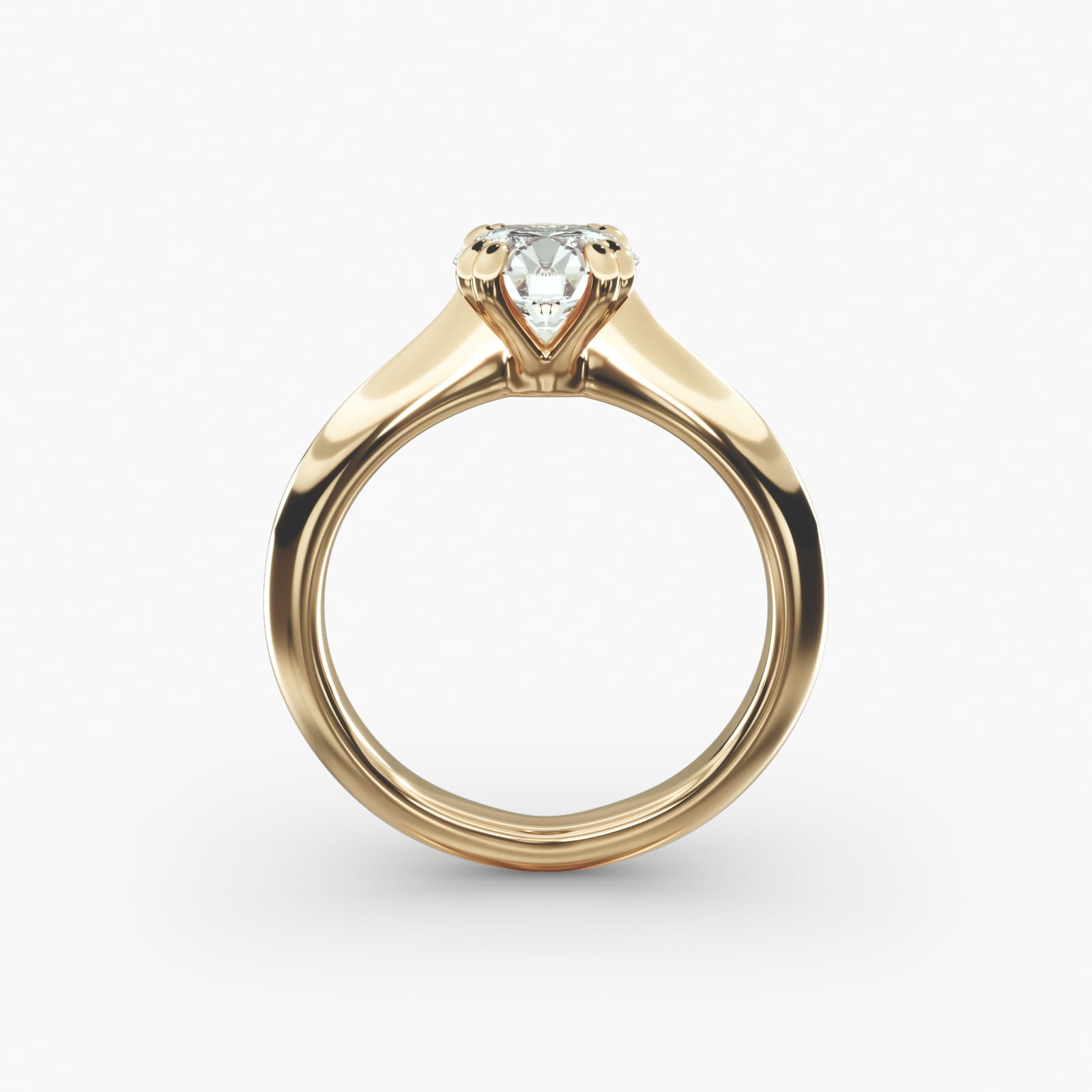 Double Prong Solitaire Engagement Ring In 18K Yellow Gold
