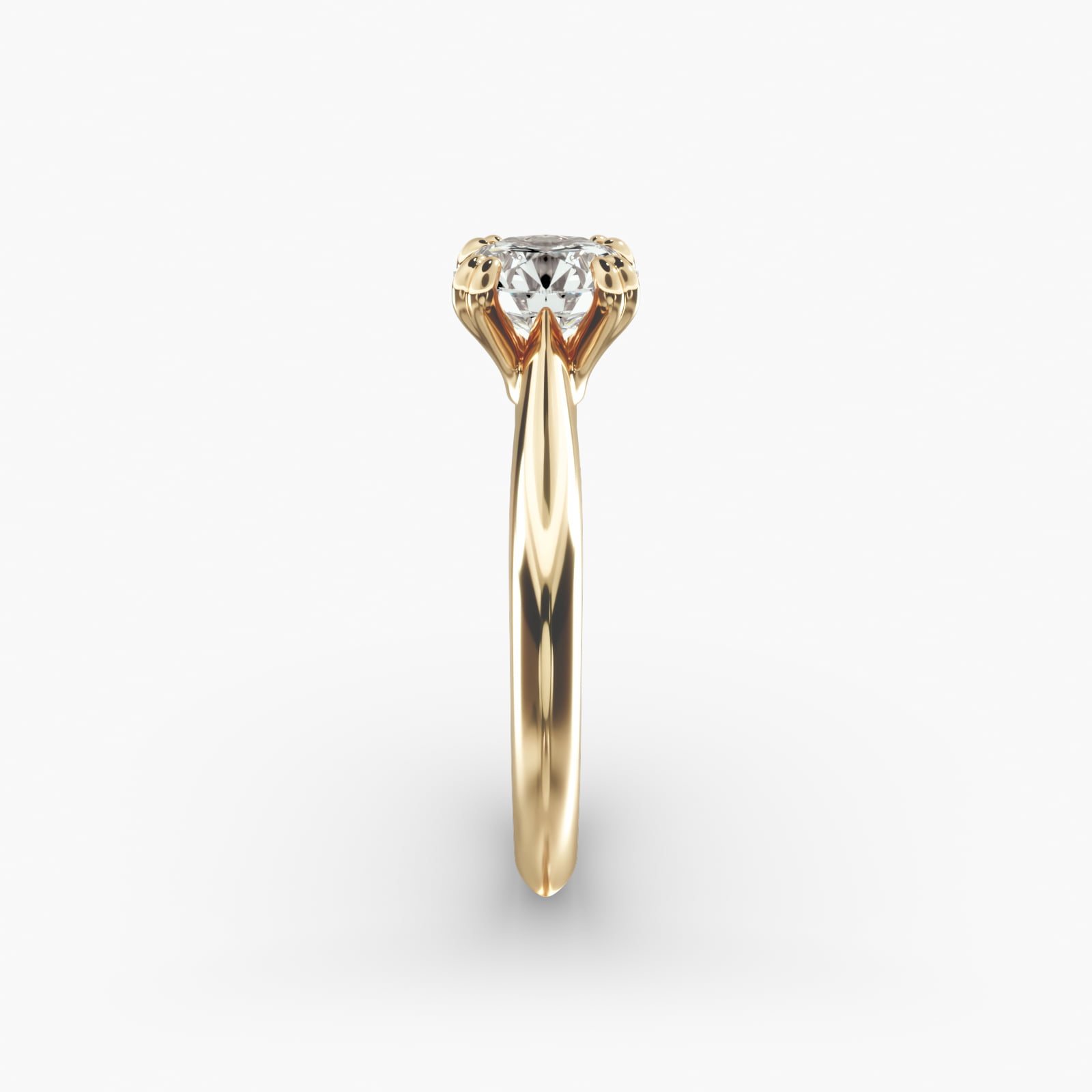 Double Prong Solitaire Engagement Ring In 18K Yellow Gold