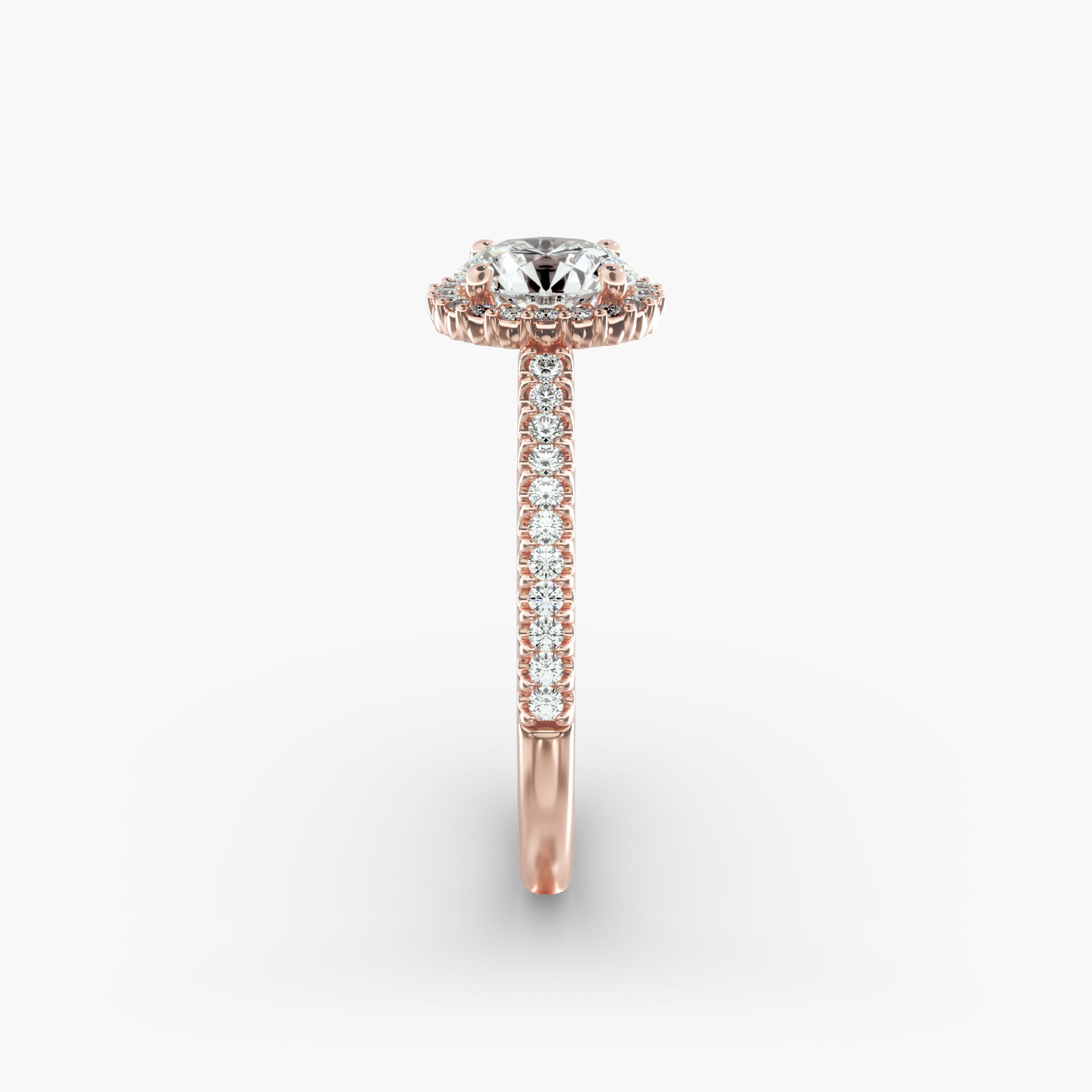 Petite Diamond Halo Engagement Ring In 14K Rose Gold