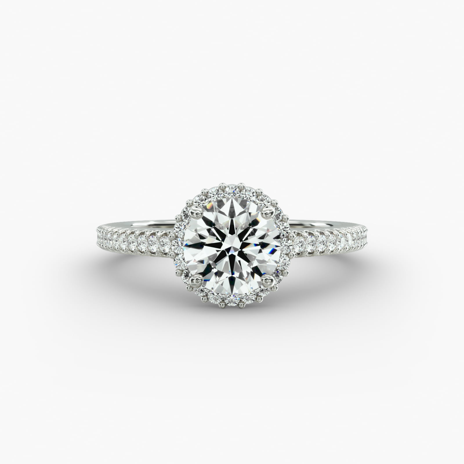 Petite Diamond Halo Engagement Ring In Platinum