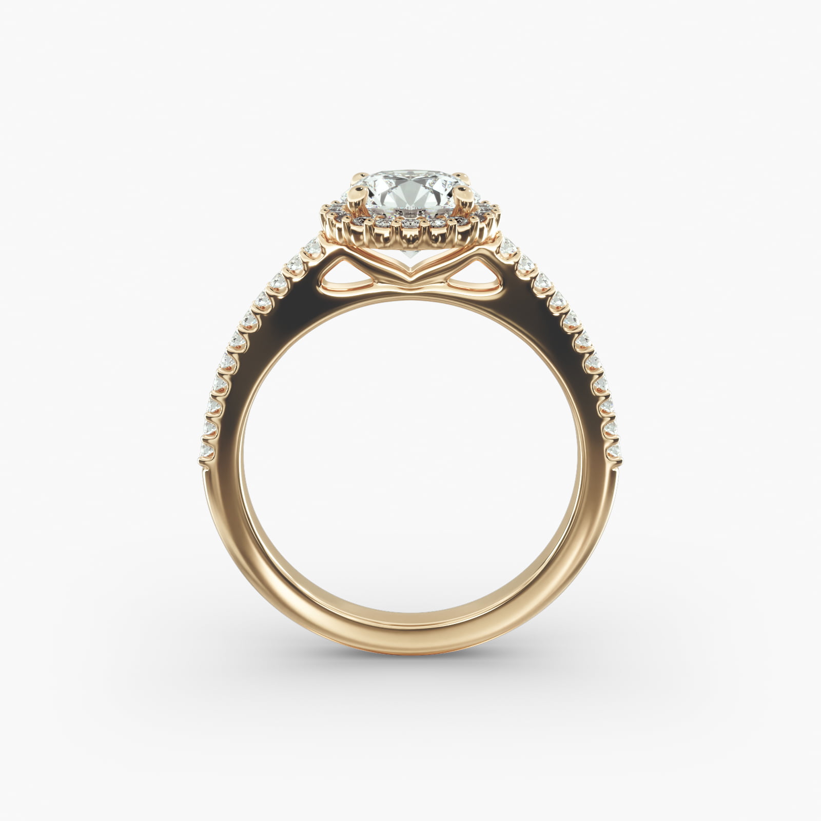 Petite Diamond Halo Engagement Ring In 14K Yellow Gold