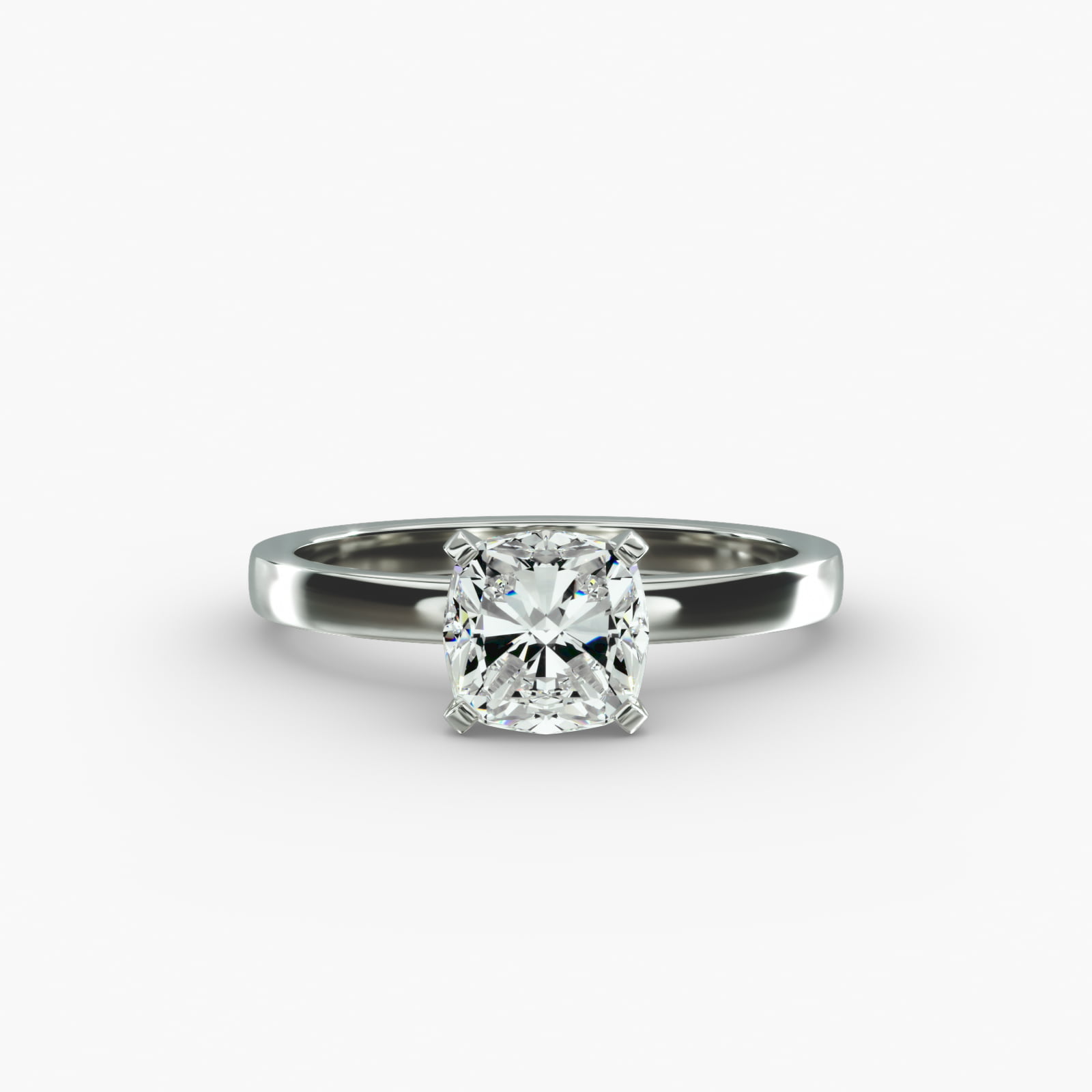 Comfort Fit Solitaire Engagement Ring In 14K White Gold